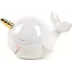 Logbuch-Verlag Whale Unicorn Money Box White Glossy Ceramic Girl Boy Gift for Birthday Christening