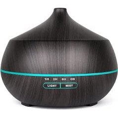 Airymium Ultrasonic Essential Oil Diffuser: 400 ml Fragrance Diffuser, with 7 Colours LED & Timer for Bedroom, Home, Office, Yoga, Black