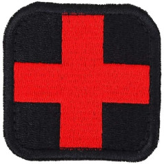 Medicīniskā krusta izšūts plāksteris Velcro izšūšanas aplikācijas emblēma uz apģērba maisiņa cepure rokassprādze Pirmās palīdzības IR militārie taktiskie aksesuāri (melns-2)