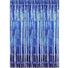 Tinsel Fringe Backdrop Metāla bārkstis folijas durvju logu mirdzoša foto kabīne dzimšanas dienas kāzu līgavas bērnu dušas Ziemassvētku ballītes dekorēšanai (1m x 2m, Royal Blue)