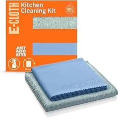 E-cloth virtuves tīrīšanas komplekts Mikrošķiedras zils un zaļš 2 audumu komplekts, 1 iepakojums