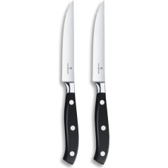 Victorinox, Grand Maître, Profi Steakmesser-Set, 2-teilig, Extra Scharfe Klinge, Wellenschliff, 12 cm, Robuster Kunststoffgriff, Rostfreier Stahl, Schwarz