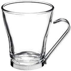 6 x Große Kaffee/Tee/Latte Cup Gläser mit Edelstahl Griffe 32 cl (11 ¼ oz)