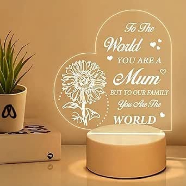 Gifts for Mum from Daughter Son, Best Mum Birthday Gifts, Acrylic Engraved Night Light - Mother's Day Christmas Valentine's Day Gifts for Mum (Mum)