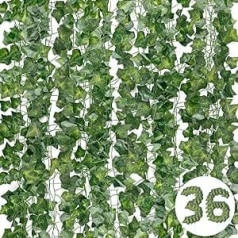 DazSpirit Pack of 36 Artificial Ivy Hanging Garland, Ivy Garland Artificial 252 Ft Ivy Bush Artificial Plant Garland, Fake Ivy for Wedding, Kitchen, Garden, Party Wall Decoration