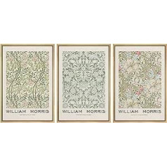 SIGNFORD William Morris attēli, botāniskie attēli, antīkie ziedu attēli, vintage ziedu kanvas, ziedu attēli ar rāmi, ierāmēti attēli - 41 x 61 cm x 3 gab.