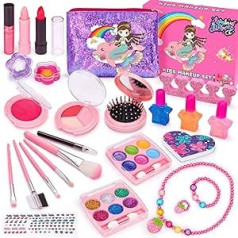 Chennyfun Blush Makeup Set for Children, 25 Pieces, Washable Cosmetics, Non-Toxic, Real Make Up Toy, Makeup Set for Girls, Children, Girls Games, Role Play Toy, Gift from 3 Years