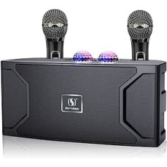 Portable Karaoke Machine for Adults Children, Rechargeable Bluetooth Karaoke System with 2 Microphones PA Speaker Karaoke Set System for Xmas Party Birthday