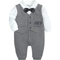 0 to 18 Months Infant Outfits for Newborn Infant Baby Boys Cotton Bow Tie Gentleman Autumn Long Sleeve Romper Jumpsuit Set Clothes