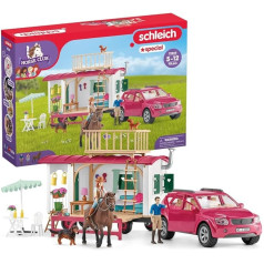 schleich 72205 Kempinga brauciens ar karavānu, no 5 gadiem, zirgu kluba rotaļu komplekts, 113 gabali, ekskluzīvs Amazon