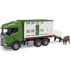 bruder 03548 Scania Super 560R Animal Transporter kravas automašīna ar 1 liellopu 1:16 transportlīdzekļi, kravas automašīnas, lopu piekabe, rotaļlieta no 4 gadiem