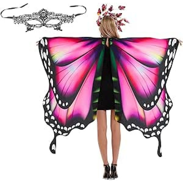 panthema Karnevāla kostīms Sieviešu tauriņa apmetnis greznai kleitai ar galvas saiti Butterfly Wings Šalle karnevāla kostīms pieaugušajiem Pončo Helovīna Cosplay ballītei