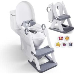 Podiņa trenažieru sēdeklis ar treniņu uzlīmēm, uzlabots mazuļu tualetes sēdeklis zēniem un meitenēm, 2-in-1 podiņa vingrošanas tualete bērniem ar aizsargu pret šļakatām, neslīdošu paliktni