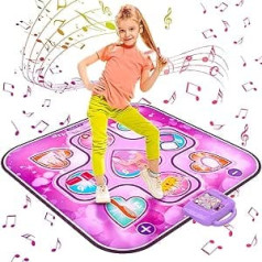 Aucrsozk Kinder Tanzmatte für 3 4 5 6 7 8+ Jahre alte, Musikalische Tanzmatte Spielzeug für Mädchen mit 6 Spielmodi, Tanzpad mit Integrierter Musik für Weihnachten Geschenk