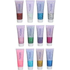 12 Pack Glitter Body Gel Dzirkstošs Ilgnoturīgs Šķidrais Hologrāfiskais Aplauzums Glitter Ķermeņa Gels Sejai Dziedātāja Koncerta Aplauzums