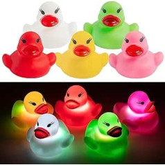 Haooryx iepakojumā ir 10 gaismas peldošās gumijas pīles, mirgojošas krāsas Classic Ducks vannas rotaļlieta bērniem Mazuļa peldēšanās laiks Pīlēns Mainīga gaisma ūdenī spēle Vasaras ūdens prieki peldbaseins