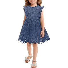 AGQT Girls' Dress 1-6 Years Hollow Lace Dresses Fluff Ruffle Sleeves Summer Dress for Toddlers Children