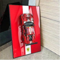 iLuane sienas paneļa displejs Lego 42125 Technic Ferrari 488 GTE "AF Corse #51" Super sporta automašīnai, pieaugušajiem kolekcionējams displejs, dāvanas Lego cienītājiem (tikai displeja sienas platei)