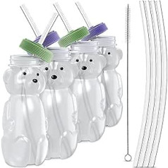 Honey Bear Straw Cup, Straw Sippy Cup 8 unces, Baby LED atšķiršanas piederumi, Toddler Cup, Baby Straw Cup, Necaurlaidīgs, Salmu terapijas mācību krūze, Salmu apmācības kauss, 34 DE