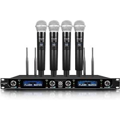 G-MARK UHF 4-Channel Wireless Microphone Set G440 Karaoke Microphone Wireless Dynamic Microphone with XLR Output / 6.35 mm Jack Output