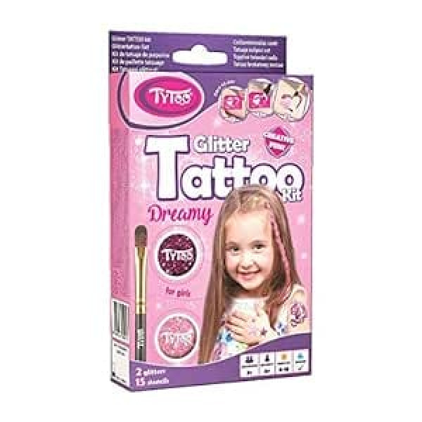 Tytoo Glitter Tattoo Set for Girls with 15 Stencils- Hypoallergenic and lasts up to 18 days