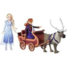 Hasbro Disney Frozen II Sleigh Ride Doll Set with Sven and Sisters Elsa and Anna