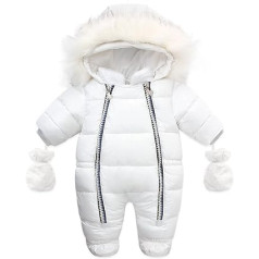 Chanpning Snowsuit Baby 80 Zip Bear Coat Ziemas jaka Mētelis ar kapuci Snowsuit Bērnu viegls mētelis Ziemas silts jaka ar kapuci Trench mētelis Lietusmētelis bērnu jaka 0-3 mēneši