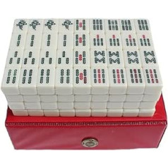 Luckxing Chinese Mahjong 144 Numbered Mahjong Set with Carry Bag and 2 Dice Mahjong Suit Portable Chinese Antique Mahjong Game for Chinese Style Games, Family, Leisure