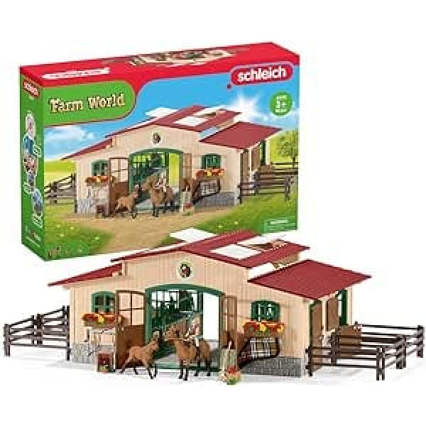 Schleich 42195 zirgu stallis ar zirgiem un piederumiem