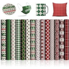 Christmas Good Luck Dodity Transfer Ink Sheets Red Green Snowman Elk for Cricut Mug Press Hot Press Machine for T-Shirt Cup Bag Orange Black 14 Sheets 12x12 Inch