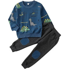 amropi Baby Boys Dinozauru sporta krekli ar garām piedurknēm un skriešanas bikses, apģērbu komplekts 1-6 gadiem