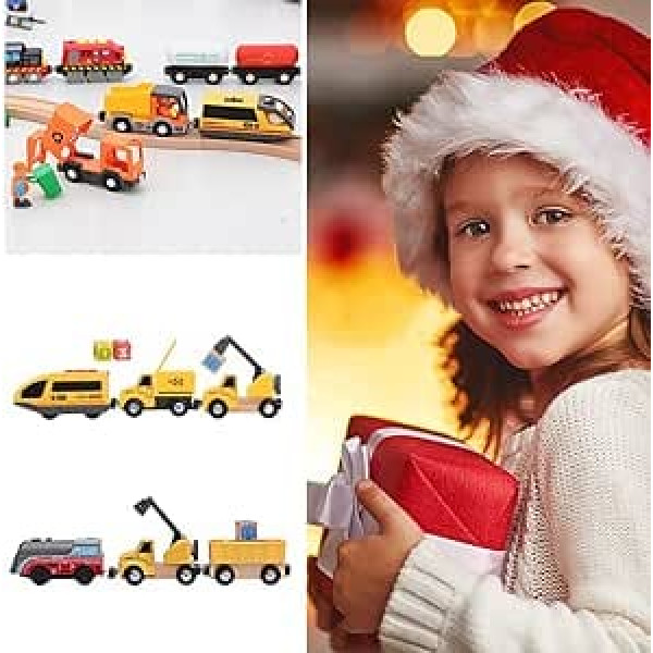 Christmas Toy Railway Set Electric Railway Starter Kit Steam Train Toy Fire Engine Express Train Wooden Train and Track Model Electric Locomotive High Speed Toy Car Battery Operated Tractor Toy