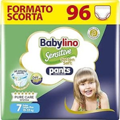 Babylino Sensitive Cotton Soft autiņbiksītes, 7. izmērs, bikses XL Plus (15-25 kg), 96 vienības