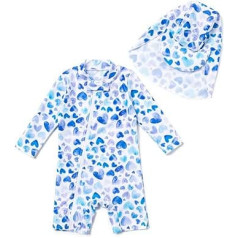 ADAVERANO Baby Mädchen Repreve® Recycelter Badeanzug/Sonnenanzug UPF 50+ Einteiliger Ganzlängen-Reißverschluss mit Kappe.