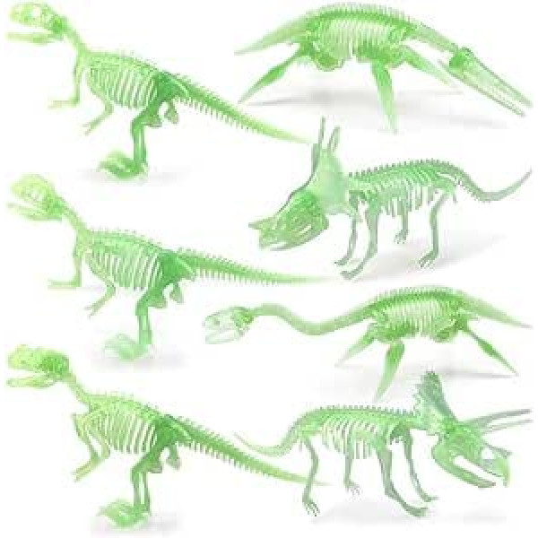 7 daļīgs tumsā mirdzošs dinozauru skeleta izrakumu komplekts bērniem Mirdzoši fosilie skeleti Fluorescējoša kaulu rotaļlieta arheoloģiskās zinātnes spēle Dino