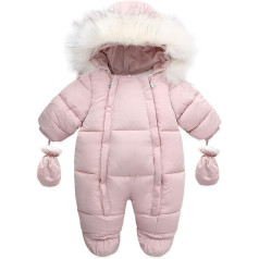 DondPO Strampler Baby Mädchen, Neugeborene Langarm mit Fuß Baby Kleidung Winteroverall Warme mit Kapuze Winter Einteiliger Walkoverall Strampler Fluffy Unisex Baumwolle Bodysuits Jumpsuit