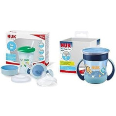 NUK 3-in-1 dzeramais komplekts ar Trainer Cup Sippy Cup (6+ mēneši) un Mini Magic Cup dzeramā krūze ar gaismas efektu | 6+ mēneši | 160 ml