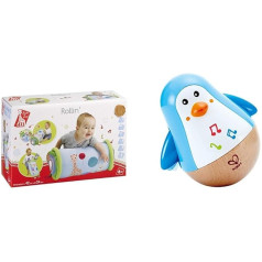 Sophie la Girafe Rollin Activity Bolster — agrīnās mācīšanās rotaļlieta bērniem un Hape Stand Up Penguin, stāvoša rotaļlieta ar skaņu, zila, no 6 mēn.