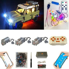 For Lego Land Rover Defender 42110 Super Motor and Remote Control and Lighting Upgrade Kit, with PDF Installation Guide, Compatible with Lego 42110 Building Blocks Model (Not Included Model)