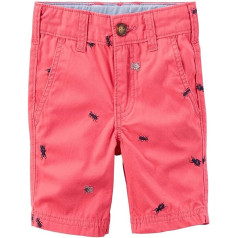 Carter's Baby Boy's Schiffli Flat-Front Shorts, Bugs, 6 Months Pink