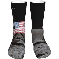 WESTCH Astronaut On The Moon Absatzfreie, lässige, mittellange Socken, 40,6 cm, stilvolle Socken, trendige Beinbekleidung für ultimativen Komfort und Stil, Wadensocken, lässige Socken, atmungsaktive