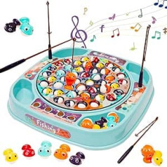 Maycoly Music Toy Makšķerēšanas Komplekts Makšķerēšanas Spēle Zivis ar mūziku un 45 Zivju rotaļlieta bērniem, Bērnu rotaļlieta Izglītojoša rotaļlieta no 3 gadiem