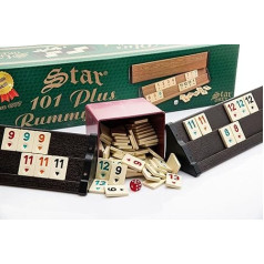 TruWare Just Camp Wooden Rummy Game Set with Melamine Stones | Rummy Star Okey 101 Plus Board Game Tile Game with Dice