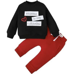 0 to 3Y Comfortable Outfit for Boys Newborn Infant Baby Girls Print Letter Spring Autumn Clothes Valentine's Day Long Sleeve Sweatshirt Pants Pullover Set