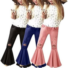 TEELONG Kleinkinder Denim Bell unteren Hose Baby Mädchen Hosen Ruffles geschliffen Jeans für Kinder 1-6Y