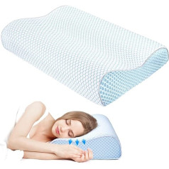 Diki Neck Pillow Memory Foam Pillow for Neck Pain Orthopaedic Pillow Ergonomic Pillow Height Selectable for Side Sleepers Back Sleepers Sleeping Pillow