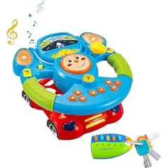 deAO Toddler Steering Wheel and Car Keychain with 360° Rotation, Light and Sound Effects for Kids, Great Development Toy