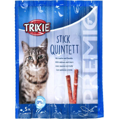 Trixie stick quintett premio sticks with salmon and trout - cat treat - 5x5 g