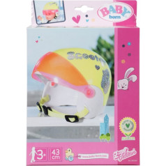 A scooter riding helmet for a 43 cm baby born doll