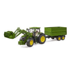 John Deere 7R 350 tractor with loader and trailer